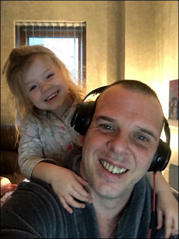 UK-based animator Darren Holloway and his daughter working on animations together.