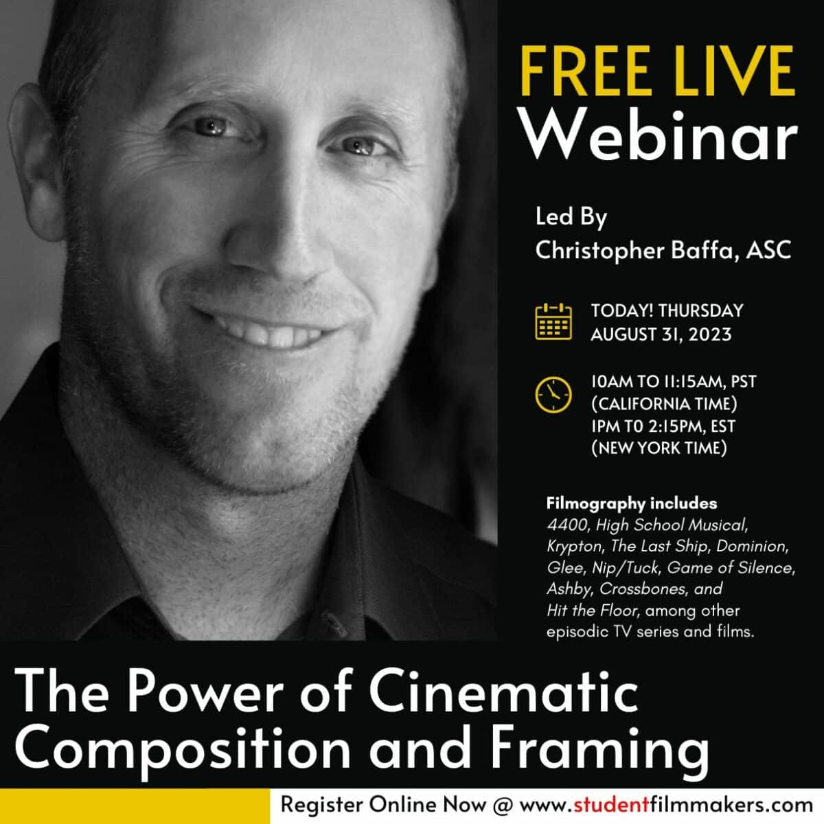 Live Webinar with Christopher Baffa, ASC: The Power of Cinematic Composition and Framing