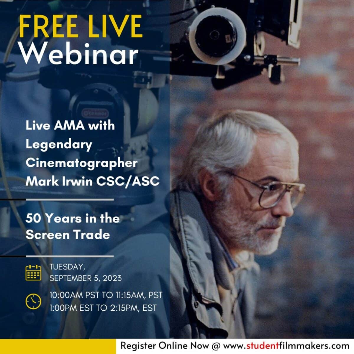 Live AMA with Legendary Cinematographer Mark Irwin CSC/ASC 50 Years in the Screen Trade
