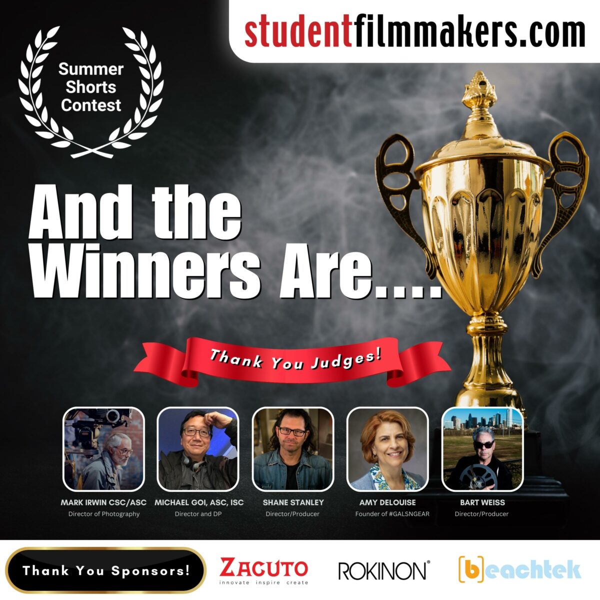 Winners Announcement! 2023 Summer Shorts Video Contest Produced by Student Filmmakers Magazine.